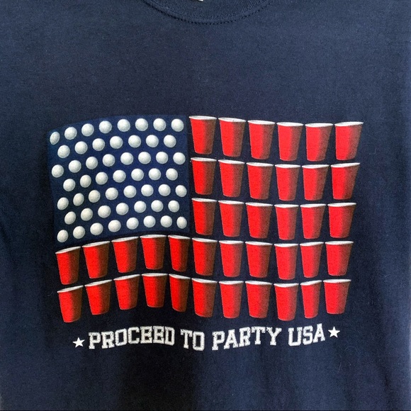Red Cup Beer Pong Patriotic Party Graphic Tee - Picture 2 of 4